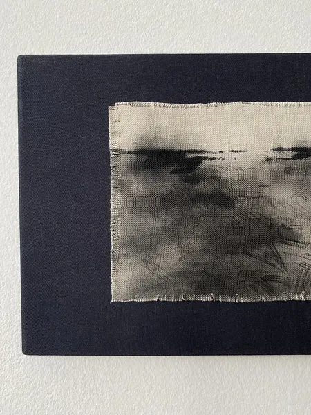 Image of Horizon by Olena Morokhovska, size: 18x40 cm, made of Cotton canvas, ink, Textile medium, from Ukraine, part of the Ukrainian fields series Photo 3 of 3.