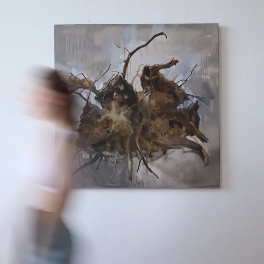 Image of A person without roots is a tumbleweed by Olena Morokhovska, size: 100x100 cm, made of Oil, canvaas, Painting medium, part of the Experience series, priced at $800