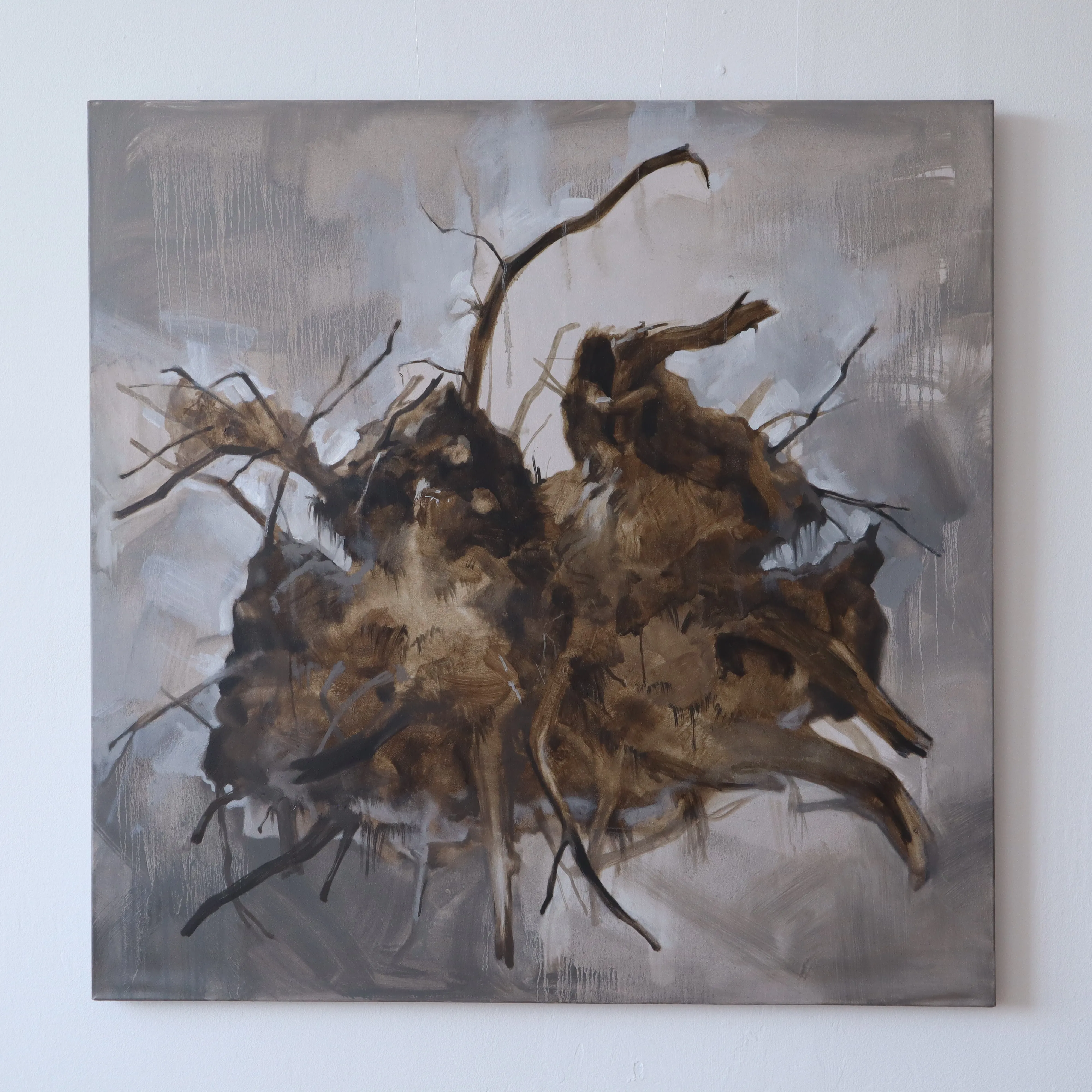 Image of A person without roots is a tumbleweed by Olena Morokhovska, size: 100x100 cm, made of Oil, canvaas, Painting medium, part of the Experience series, priced at $800 Photo 2 of 6.