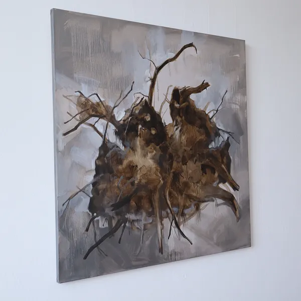 Image of A person without roots is a tumbleweed by Olena Morokhovska, size: 100x100 cm, made of Oil, canvaas, Painting medium, part of the Experience series, priced at $800 Photo 6 of 6.